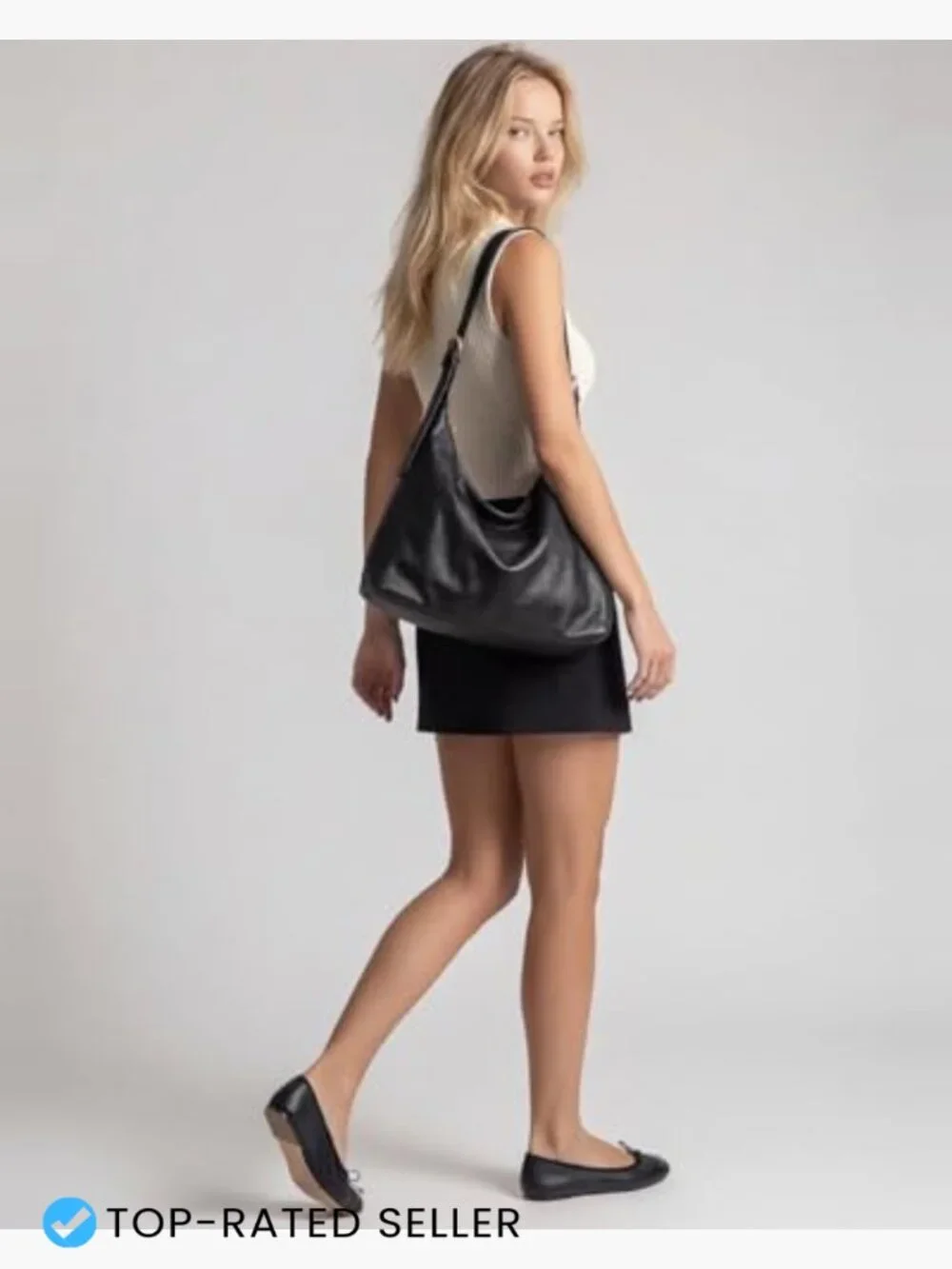 Slouchy Hobo Bag - Soft Vegan Leather Crossbody Shoulder Purse - Adjustable